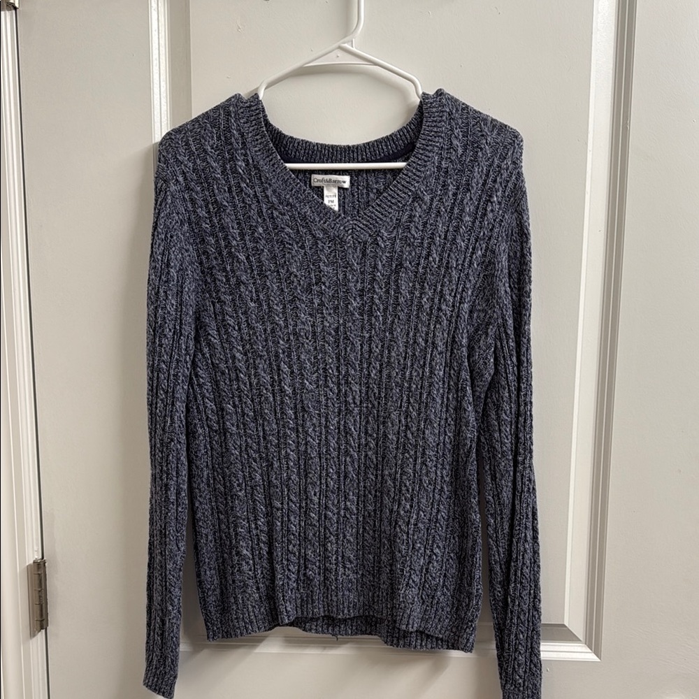 Croft & Barrow Gray V-Neck Sweater Classic Knit